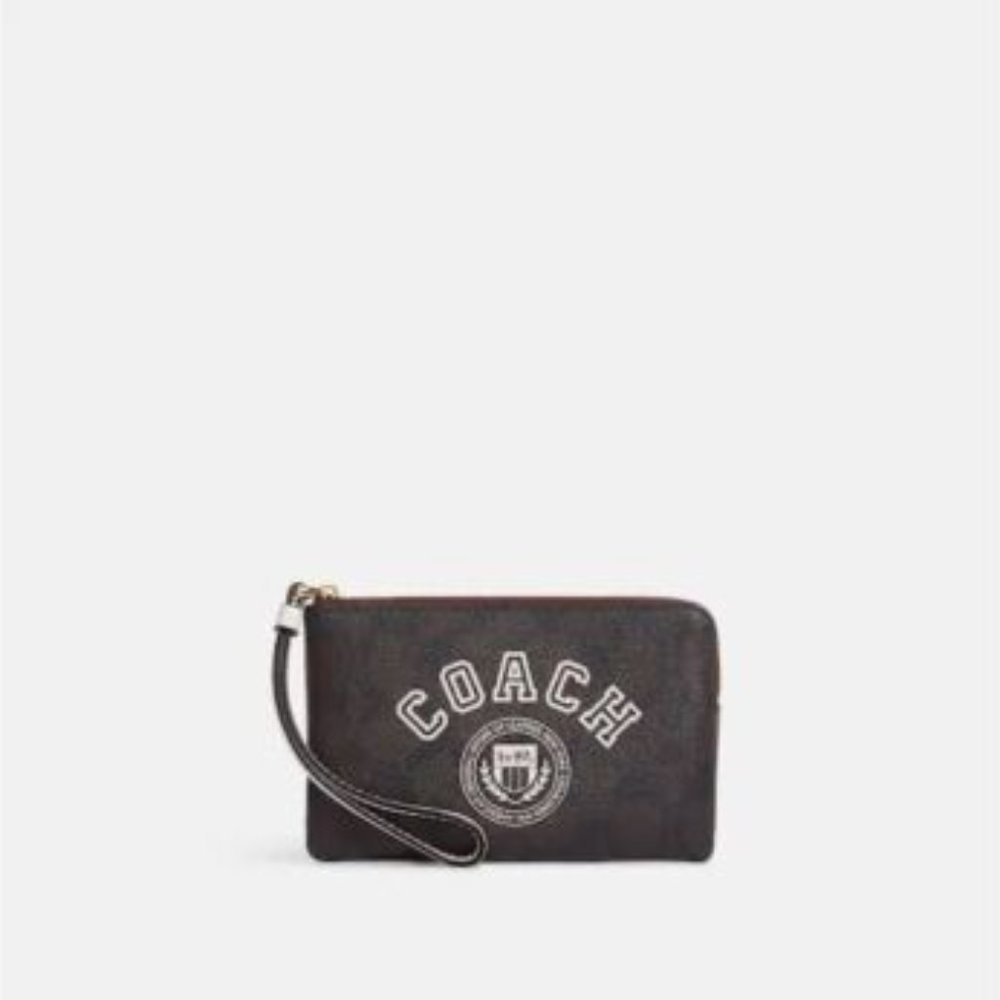 COACH SIGNATURE VARSITY ZIP WRISTLET/ POCHETTE
